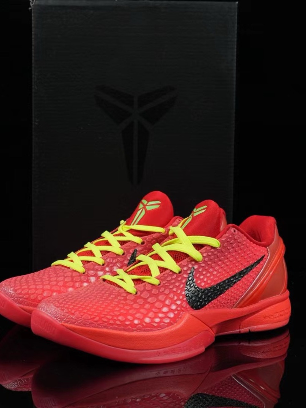 Nike Men’s Red Kobe Basketball Shoes with Yellow Laces